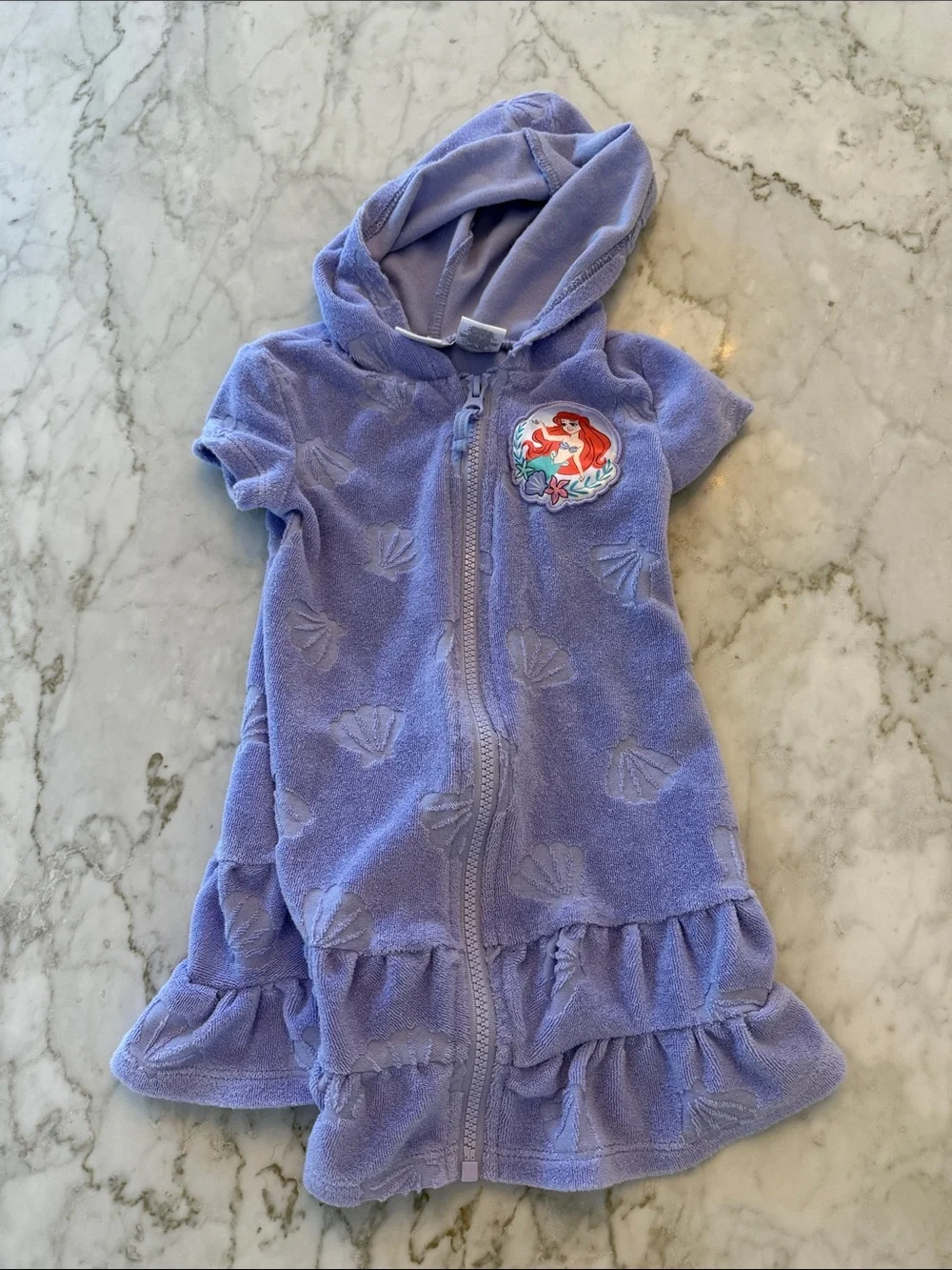Disney Lavender Ariel Hooded Terry cover up - Little Mermaid Patch